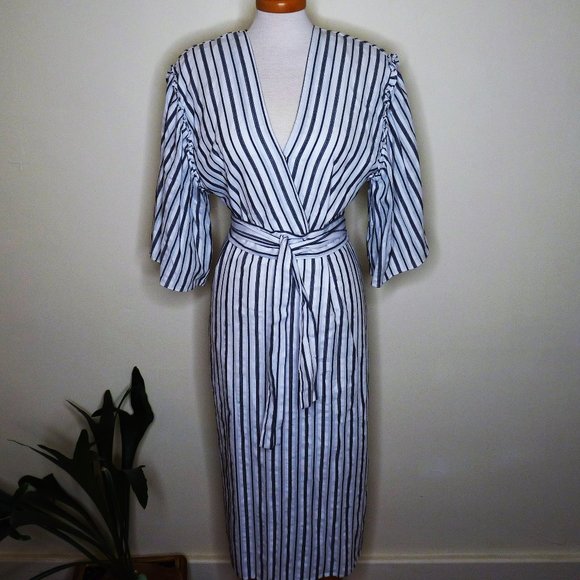 BCBG MaxAzria Midi Cotton Striped Dress - Picture 1 of 6